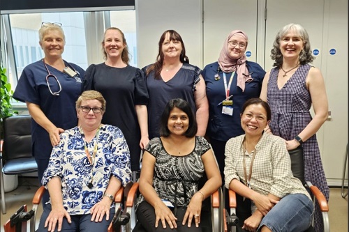 Group photo of Whittington Health Critical Care Outreach Team smiling together